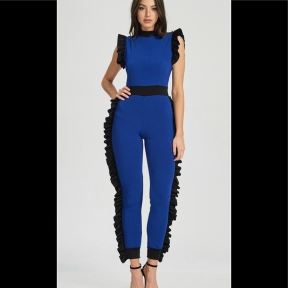 NWT Royal Blue Ruffled Jumpsuit - Picture 1 of 4